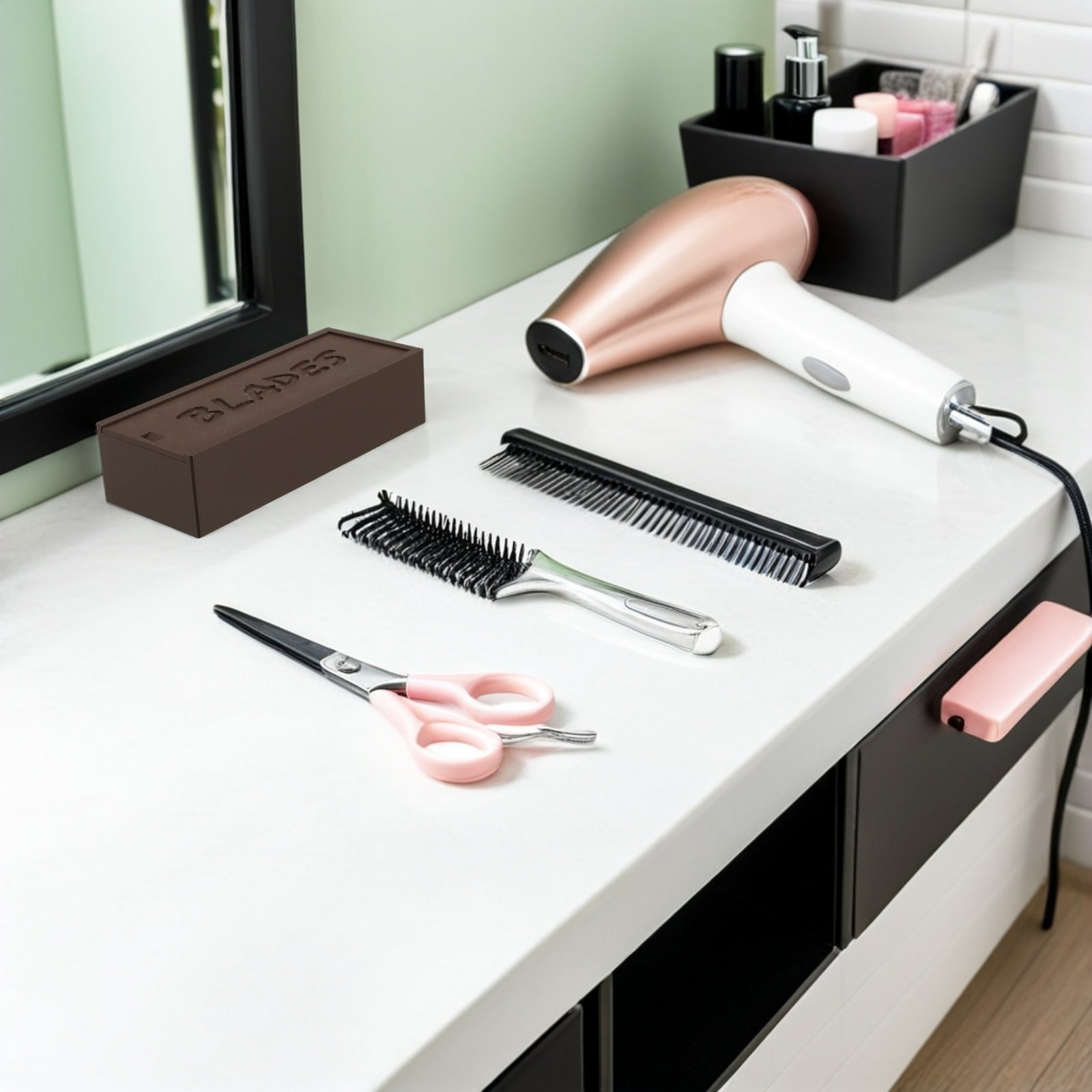 Home Bathroom Organizer - علبة تخزين شفرات الحلاقة، حامل شفرات